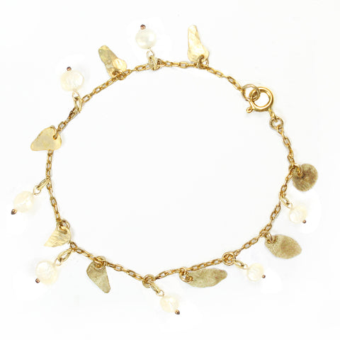 Golden Leaves - Gold-Filled Leaves & Freshwater Pearl Bracelet