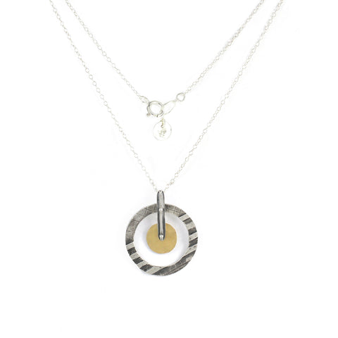 Western Moroccan Style Silver & Goldfield Medium Pendant Necklace