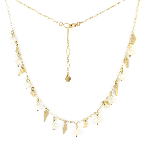 Golden Leaves - Gold-Filled Leaves & Freshwater Pearl Necklace