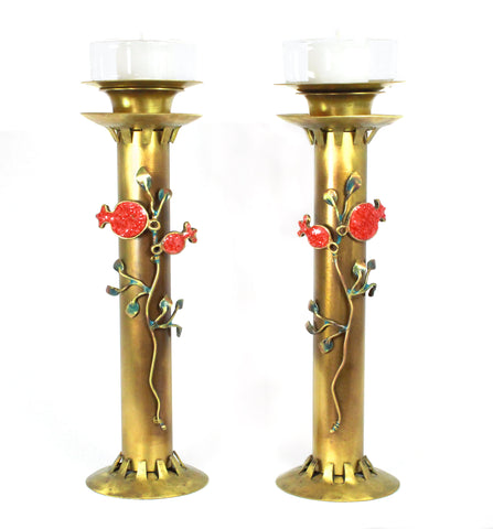 Pomegranate Brass Candlesticks