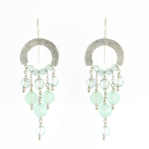 Crescent Moon - Sterling Silver & Quartz Gemstones Earrings