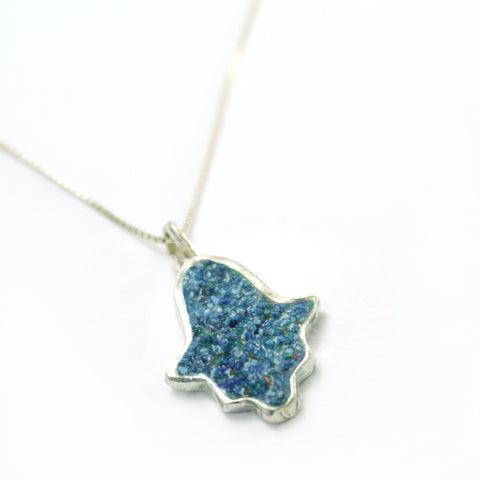 Turquoise Hamsa Necklace with stones