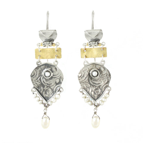 Silver, 14K Gold Filled & Pearl Earrings