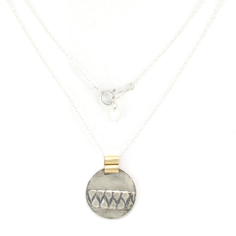 Silver & 14K Gold Filled Circular Pendent Necklace