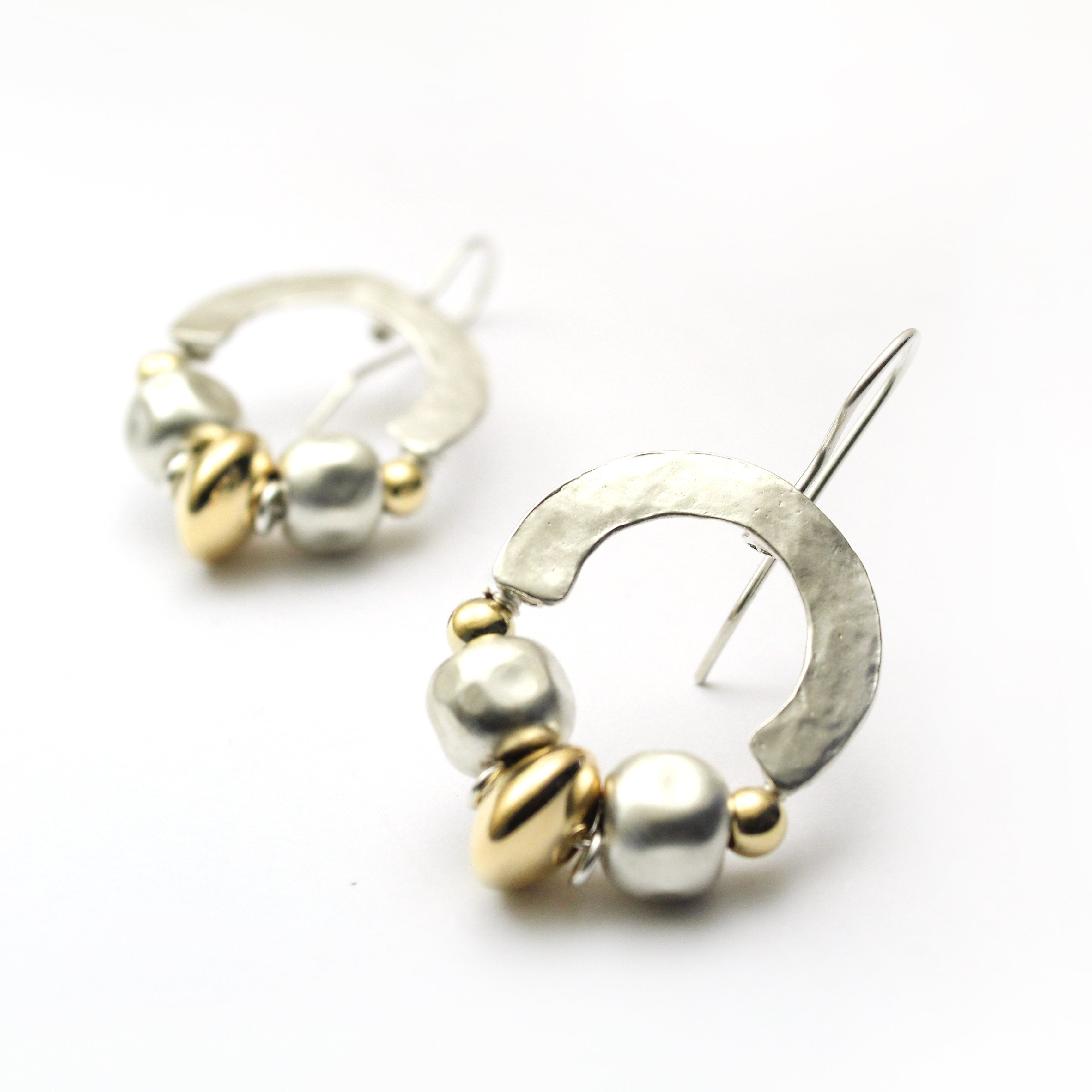Elegant Bohemian Style Silver & Gold Filled Medium Earrings - Shulamit Kanter