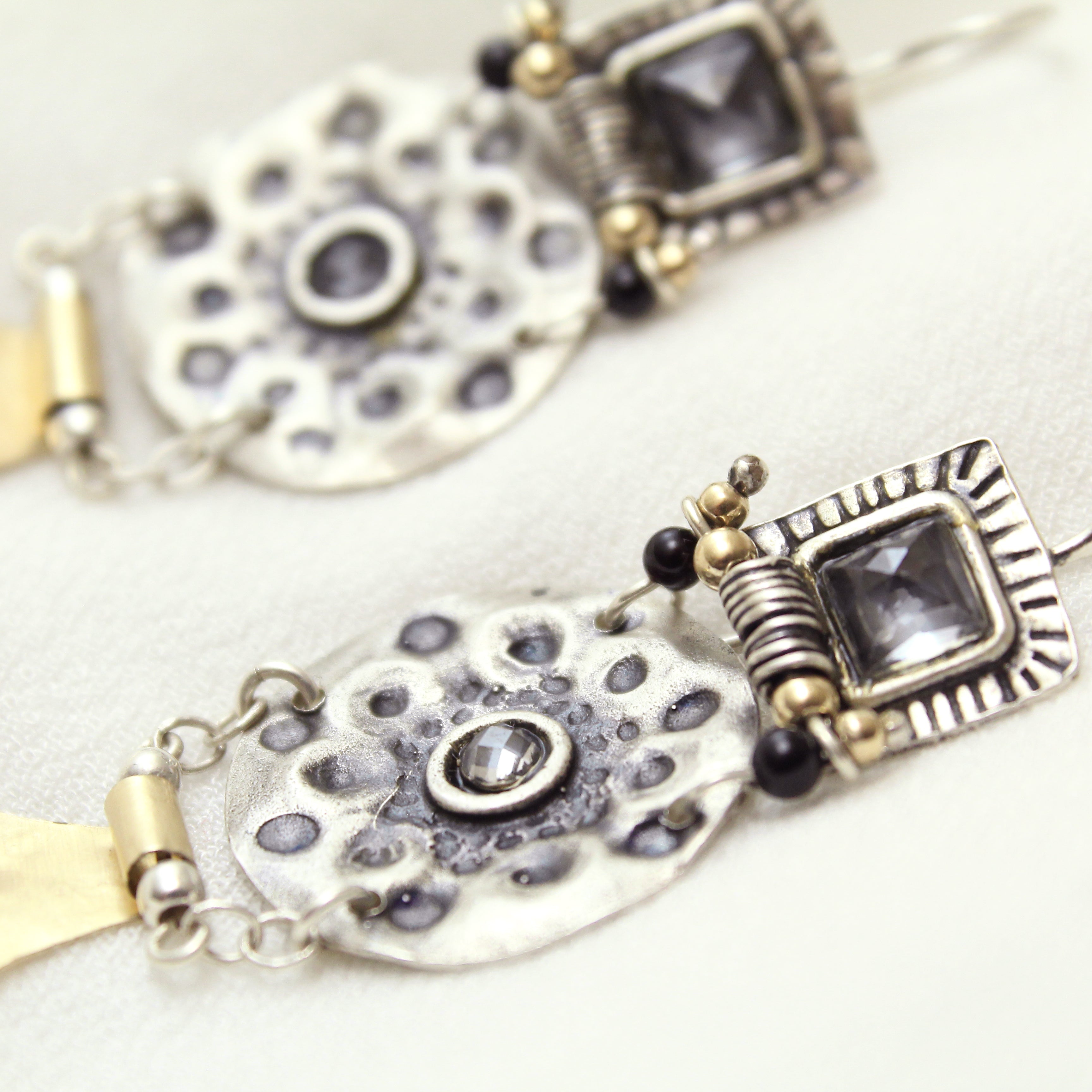Silver, 14K Gold Filled & Zircon Gemstone Earrings