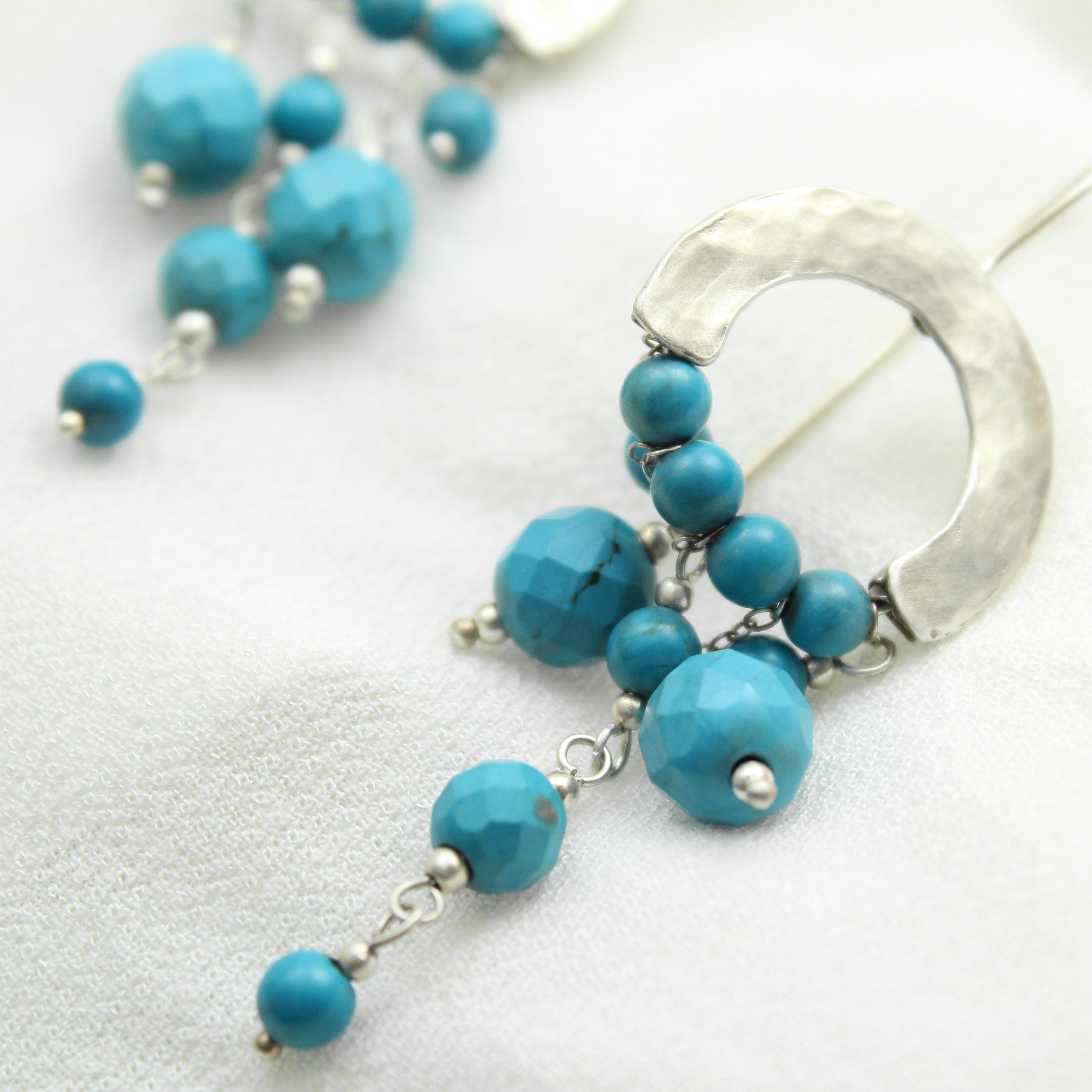 Crescent Moon - Sterling Silver & Turquoise Gemstone Earrings