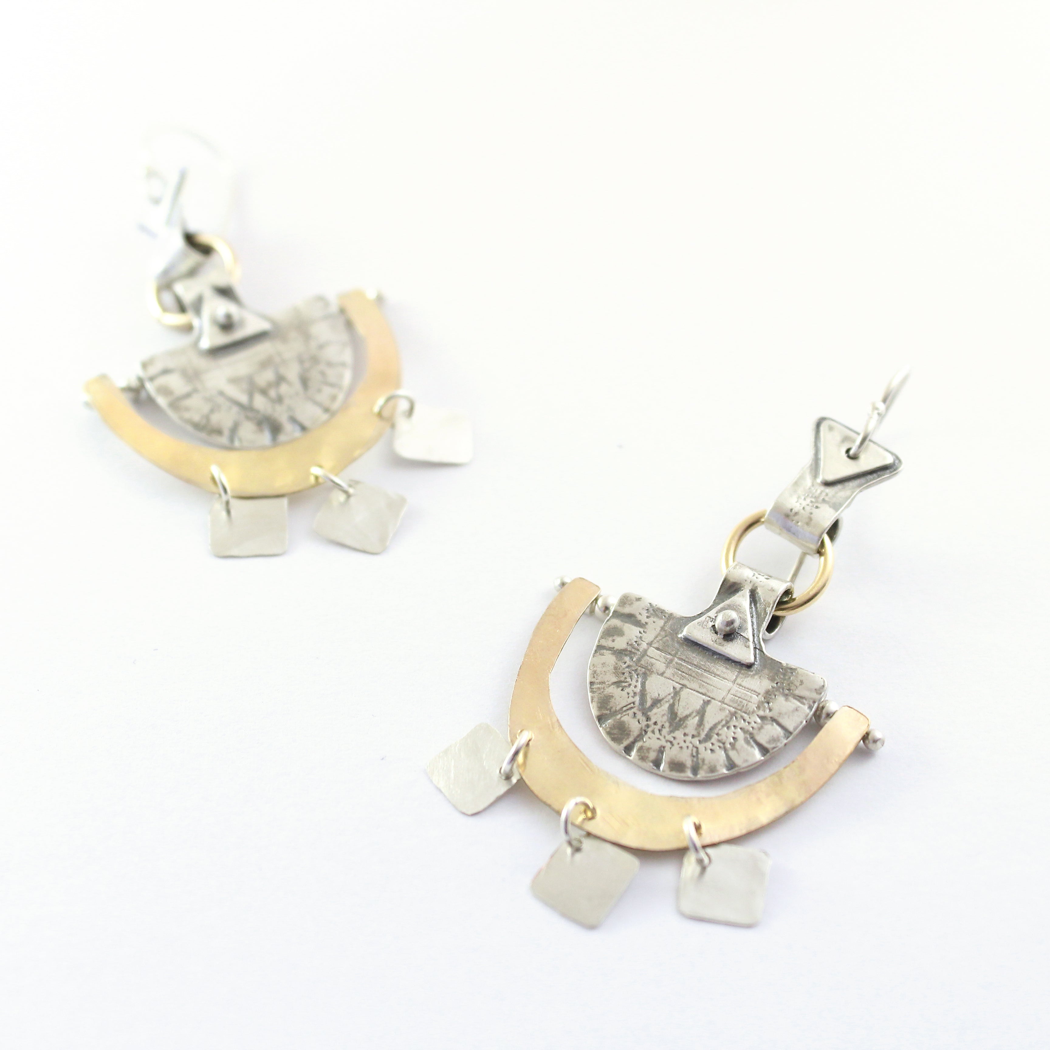 Western Moroccan Style Silver & Goldfield Large Earrings