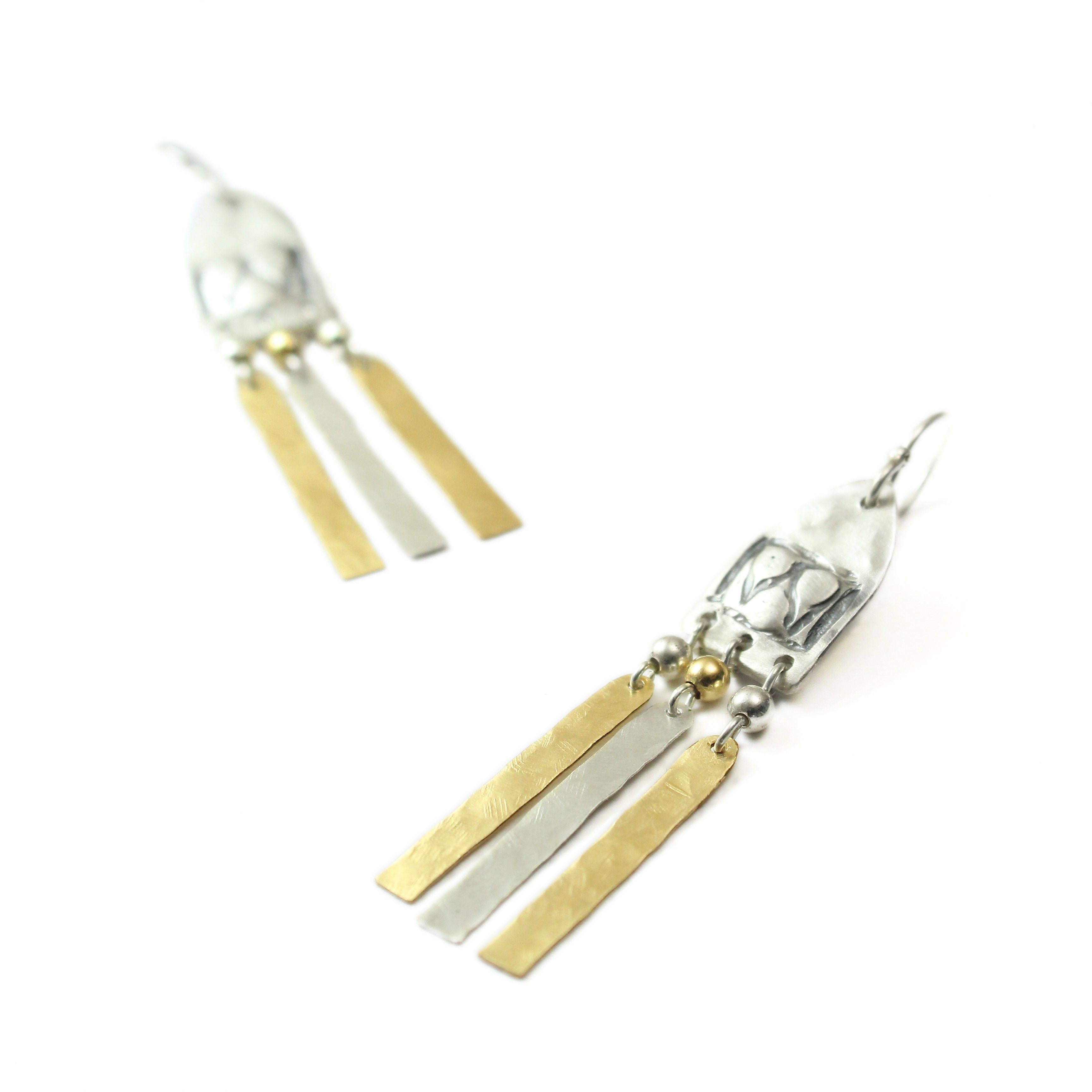 Silver & Gold filled Geometric Medium Size Earrings - Shulamit Kanter