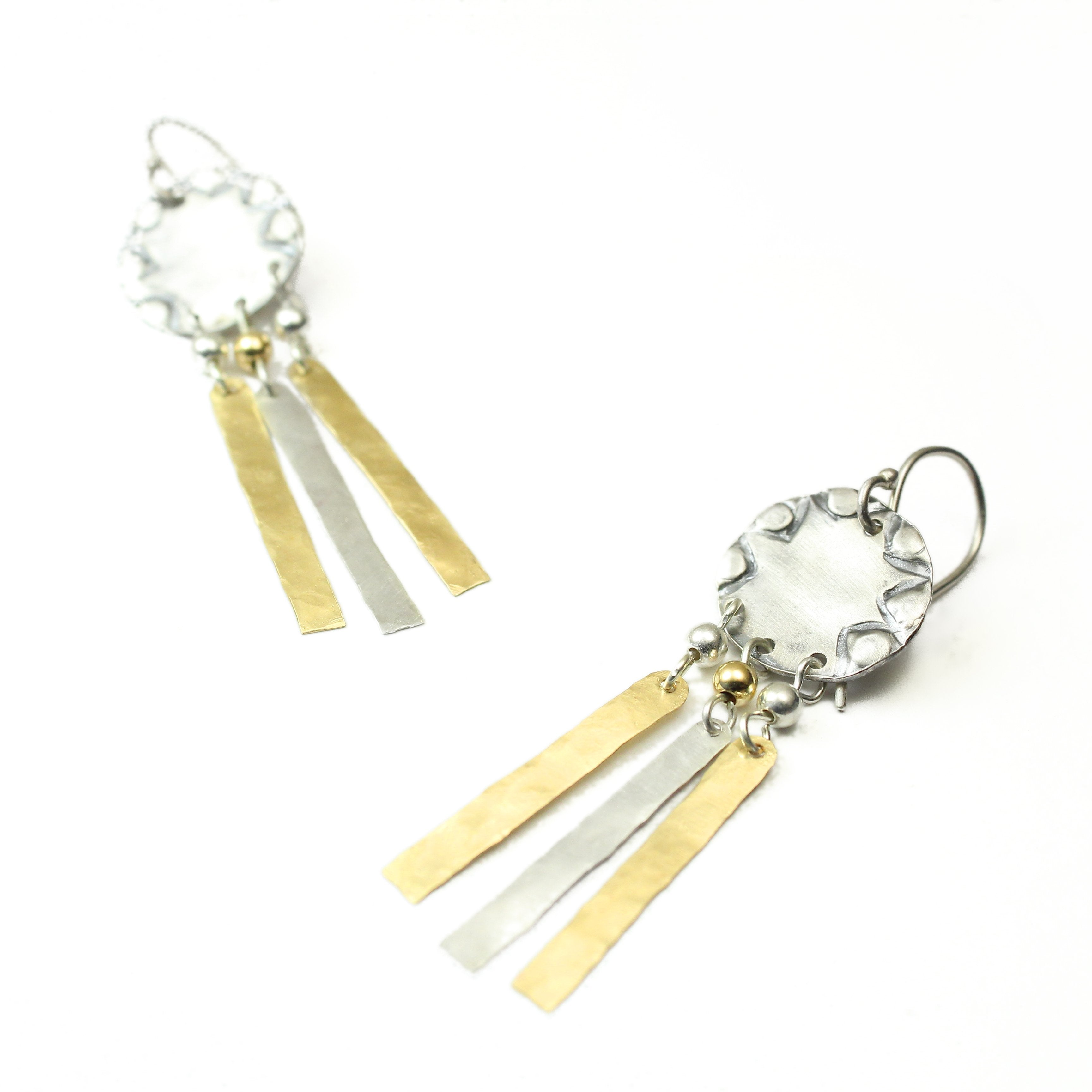 Silver & Gold filled Circular Medium Size Earrings - Shulamit Kanter