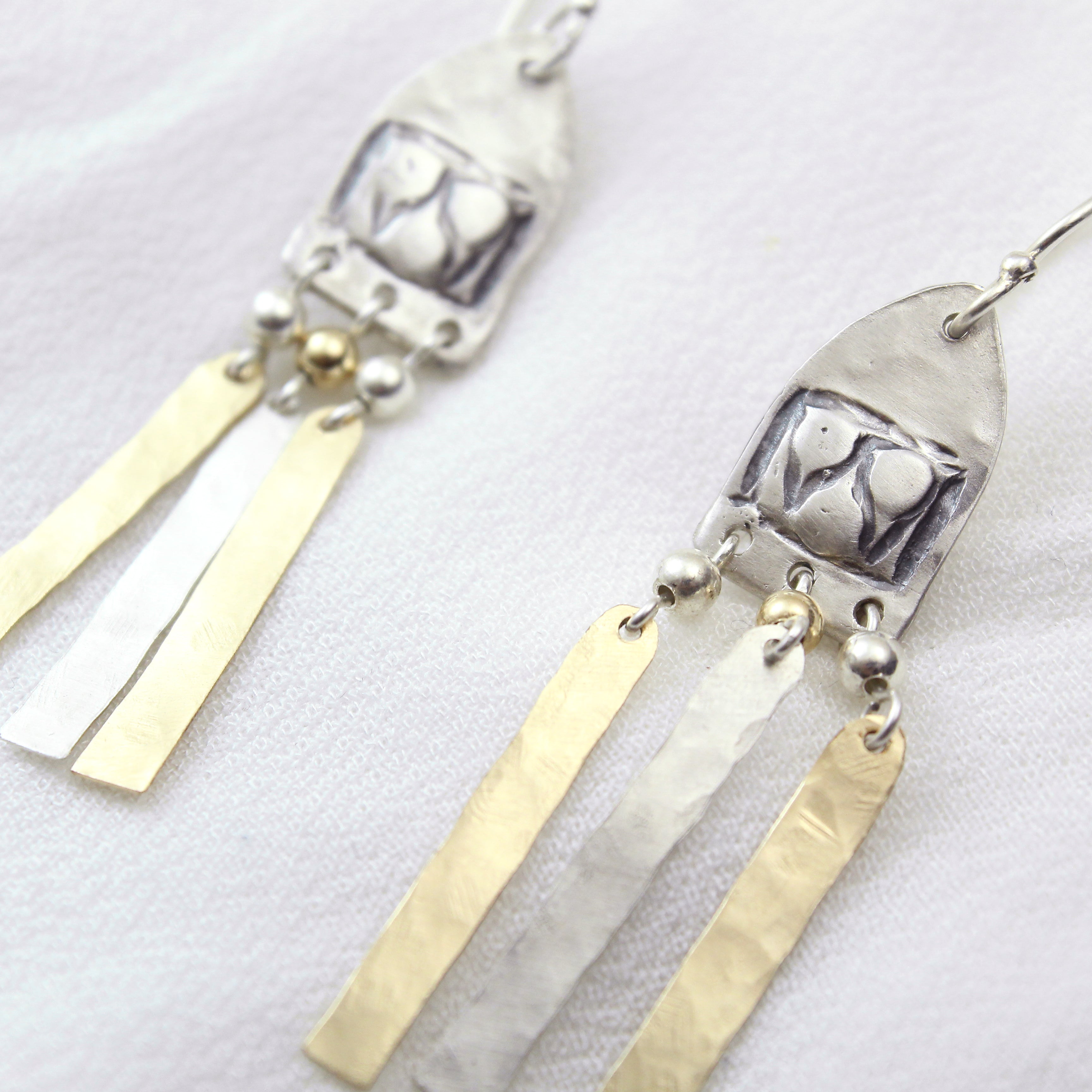 Silver & 14K Gold Filled Geometric Medium Earrings