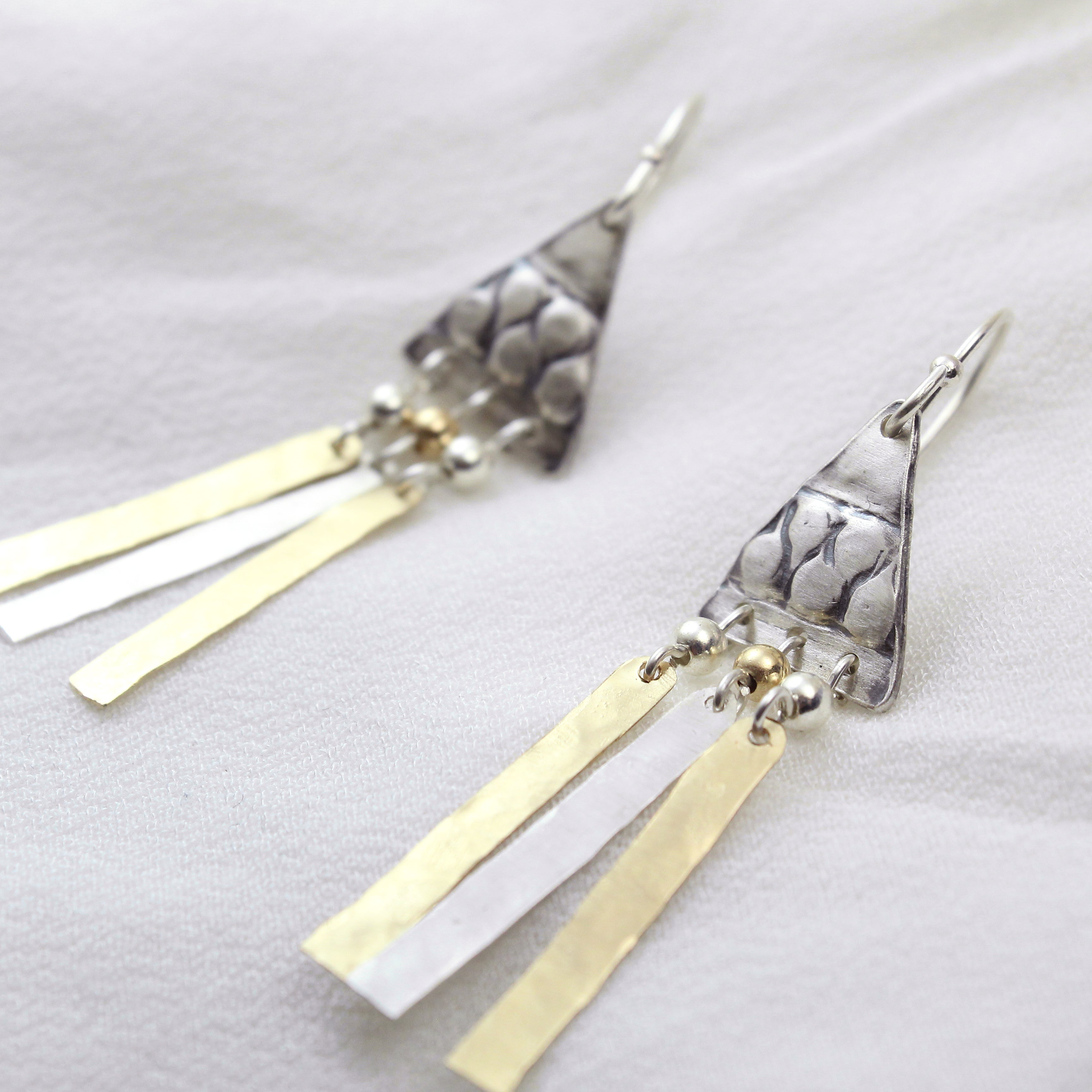Silver & 14K Gold Filled Triangular Medium Earrings