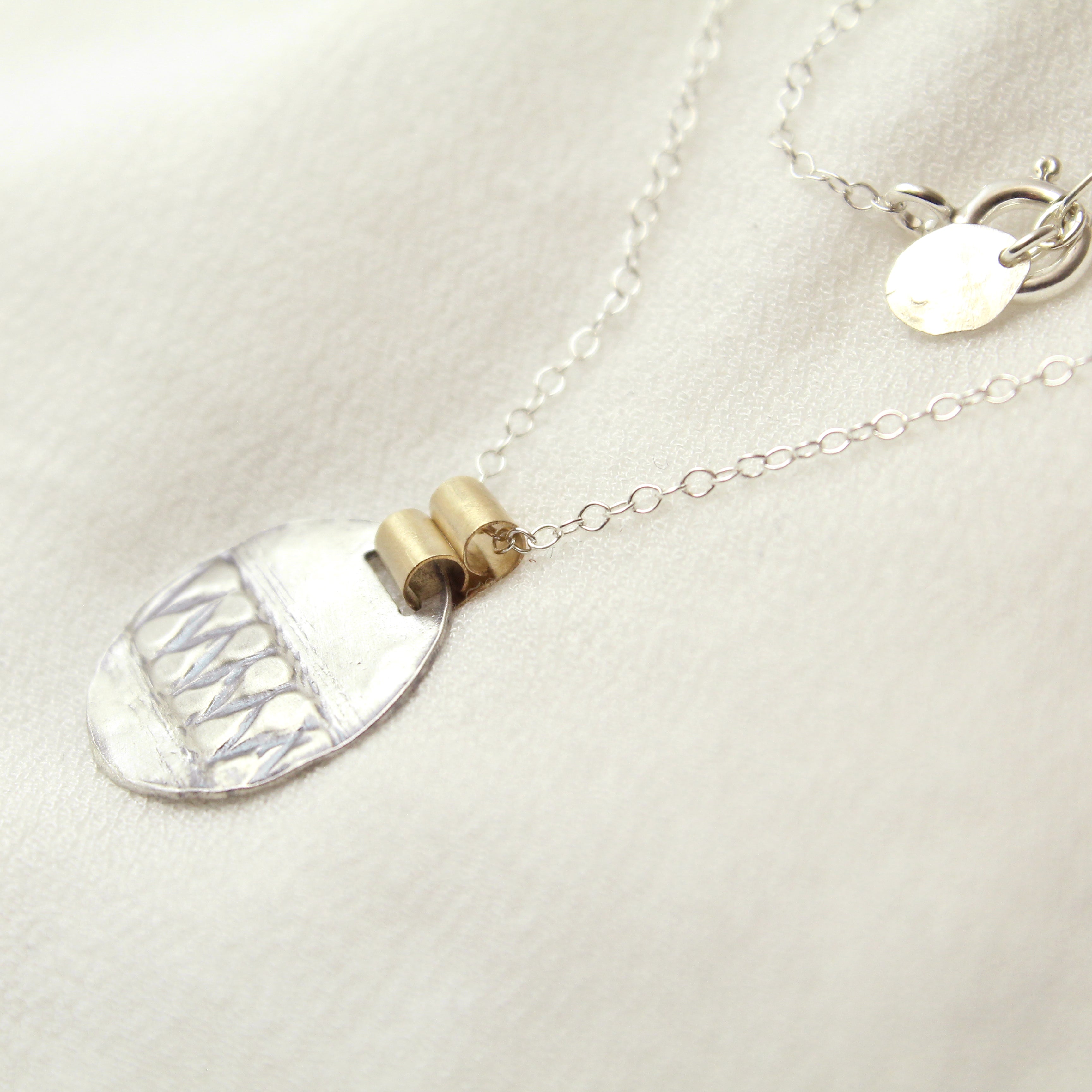 Silver & 14K Gold Filled Circular Pendent Necklace