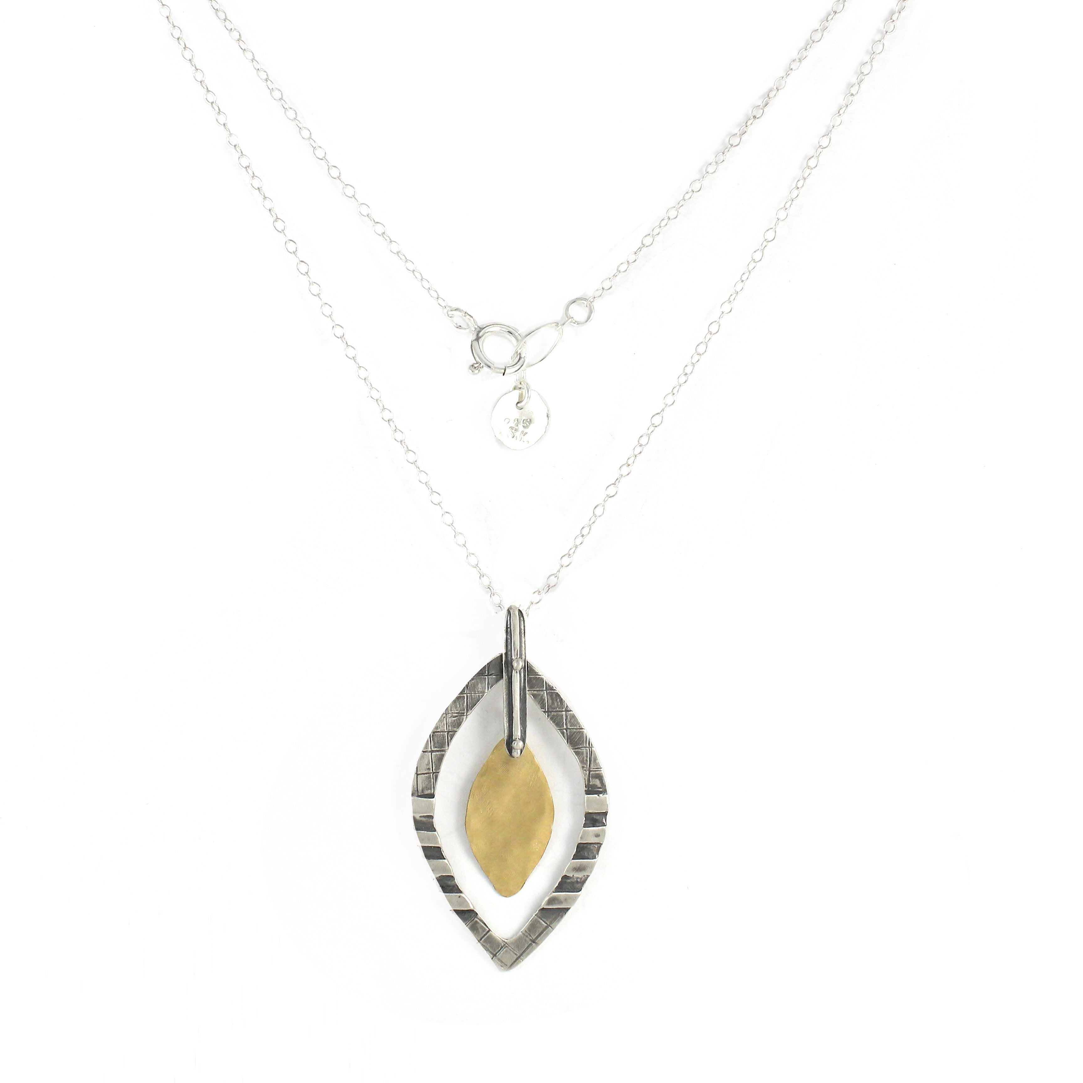 Western Moroccan Style Silver & Goldfield Medium Pendant Necklace - Shulamit Kanter
