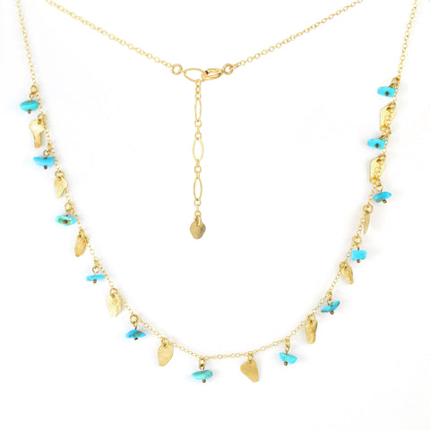 Golden Leaves - Gold-Filled Leaves & Turquoise Gemstone Necklace