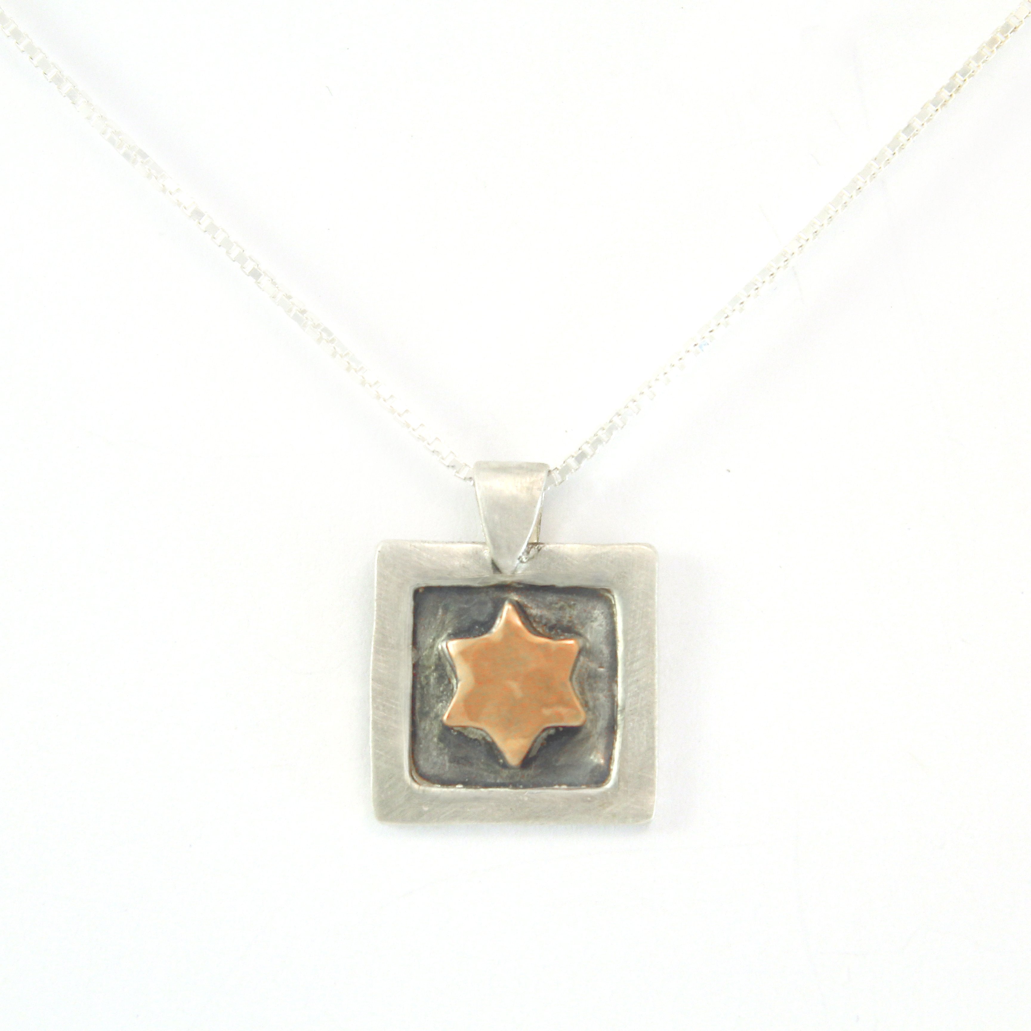 Star of David - Silver & Red Gold Necklace - Shulamit Kanter Official Store