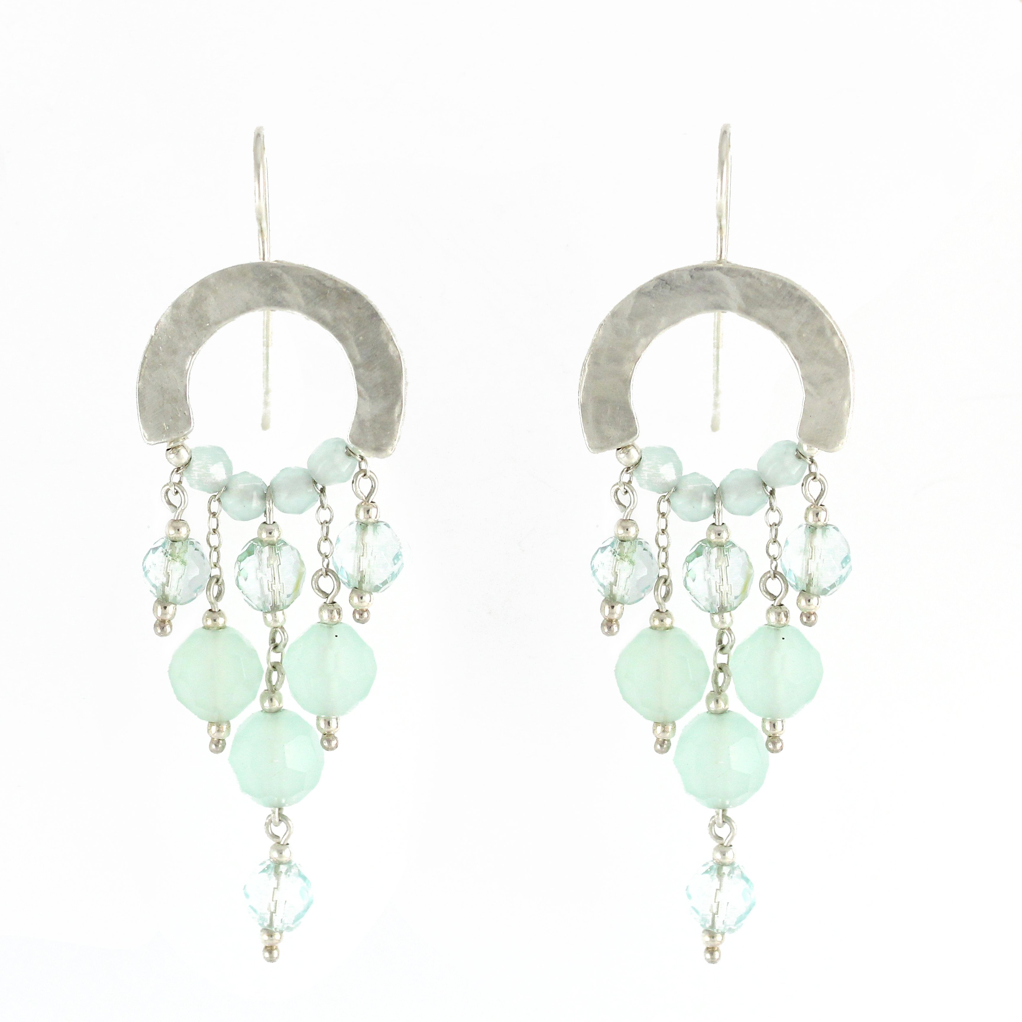Elegant Bohemian Style Silver & Quartz Gemstones Large Earrings - Shulamit Kanter