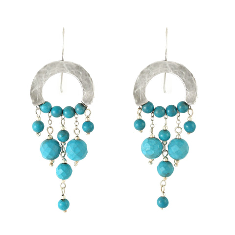 Crescent Moon - Sterling Silver & Turquoise Gemstone Earrings