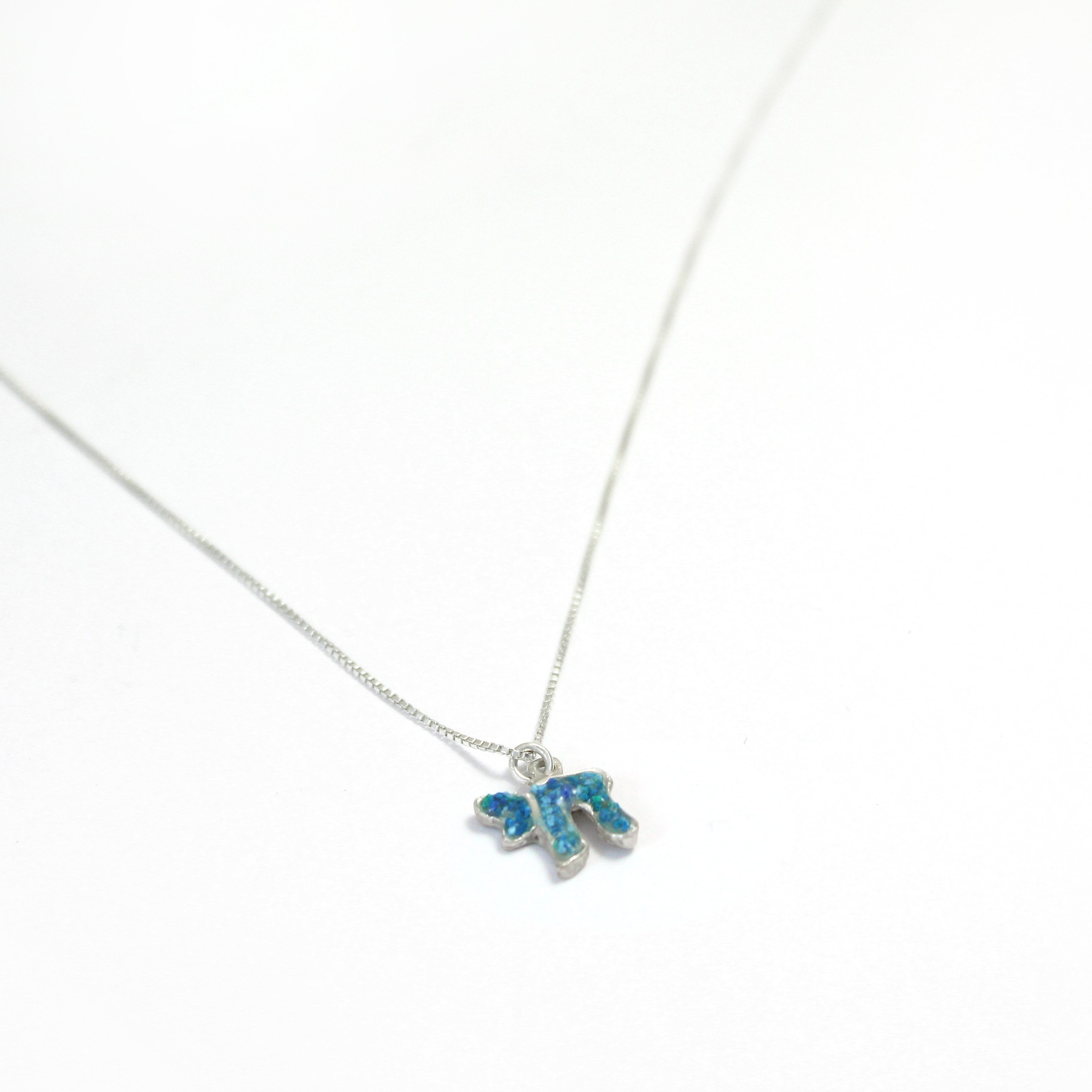 Small Turquoise Chai Necklace with stones - Shulamit Kanter