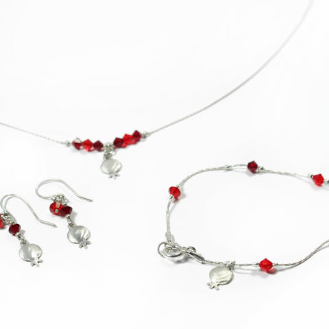 Swarovski and Silver Pomegranate Jewelry Set
