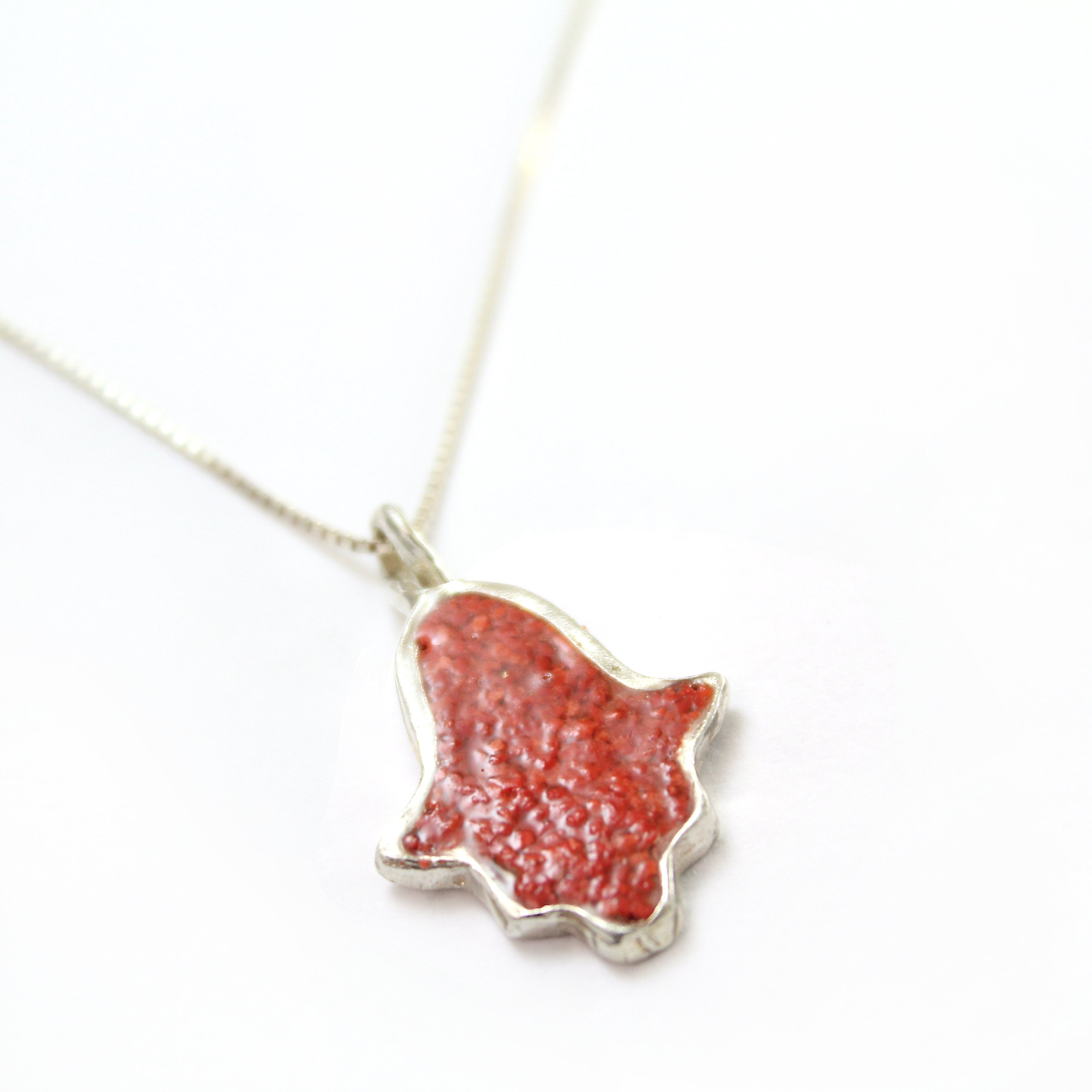 Red Hamsa Necklace with stones - Shulamit Kanter