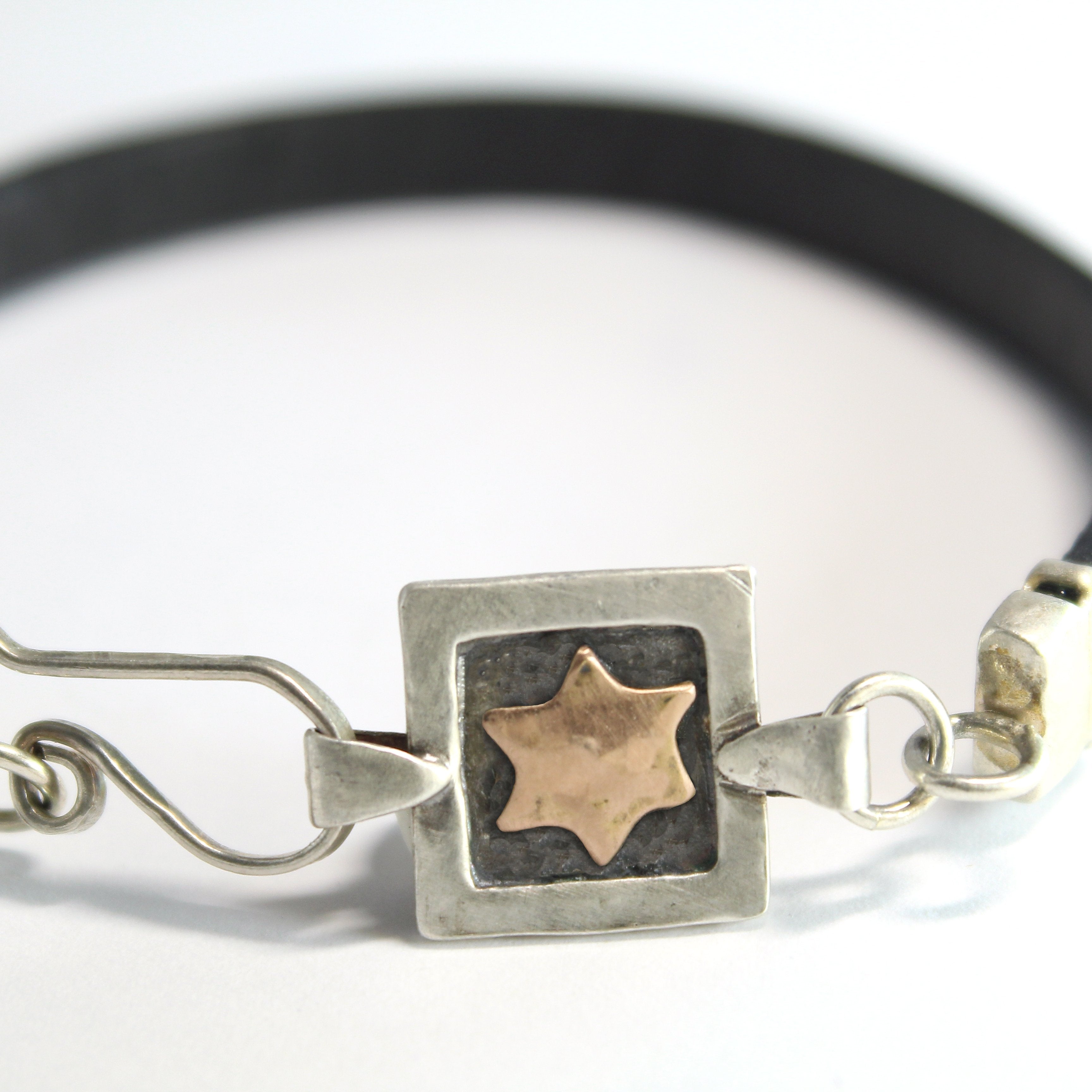 Star of David - Silver & Red Gold Men's Bracelet - Shulamit Kanter Official Store
