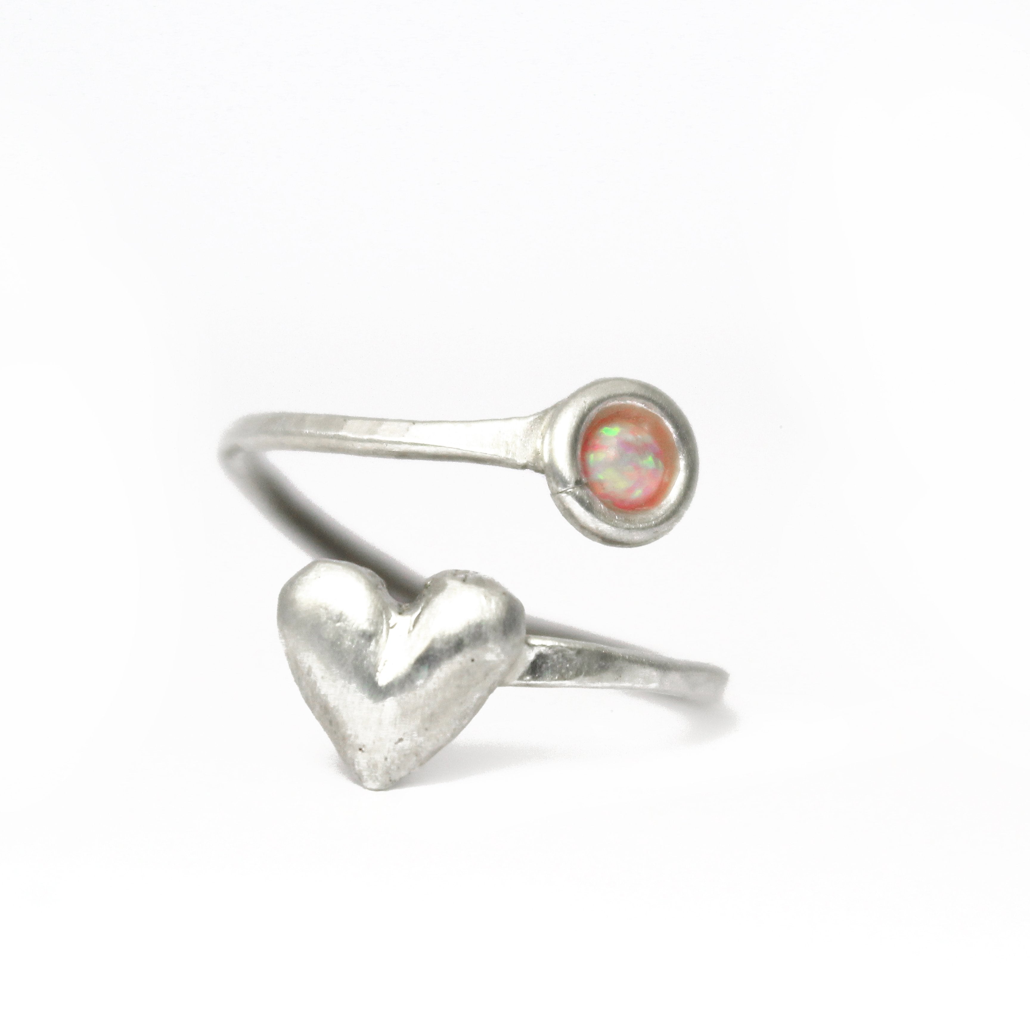 Heart Silver Ring with Opal - Shulamit Kanter