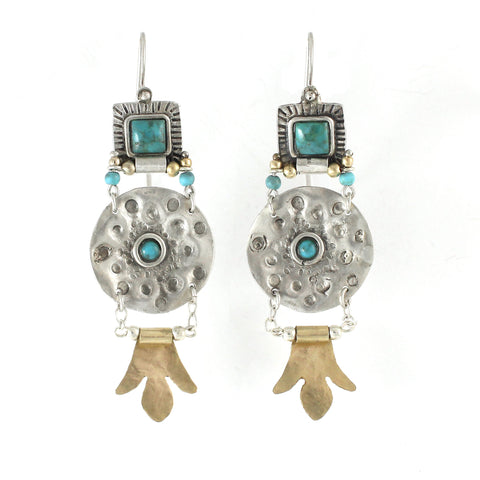 Silver, 14K Gold Filled & Turquoise Gemstone Earrings