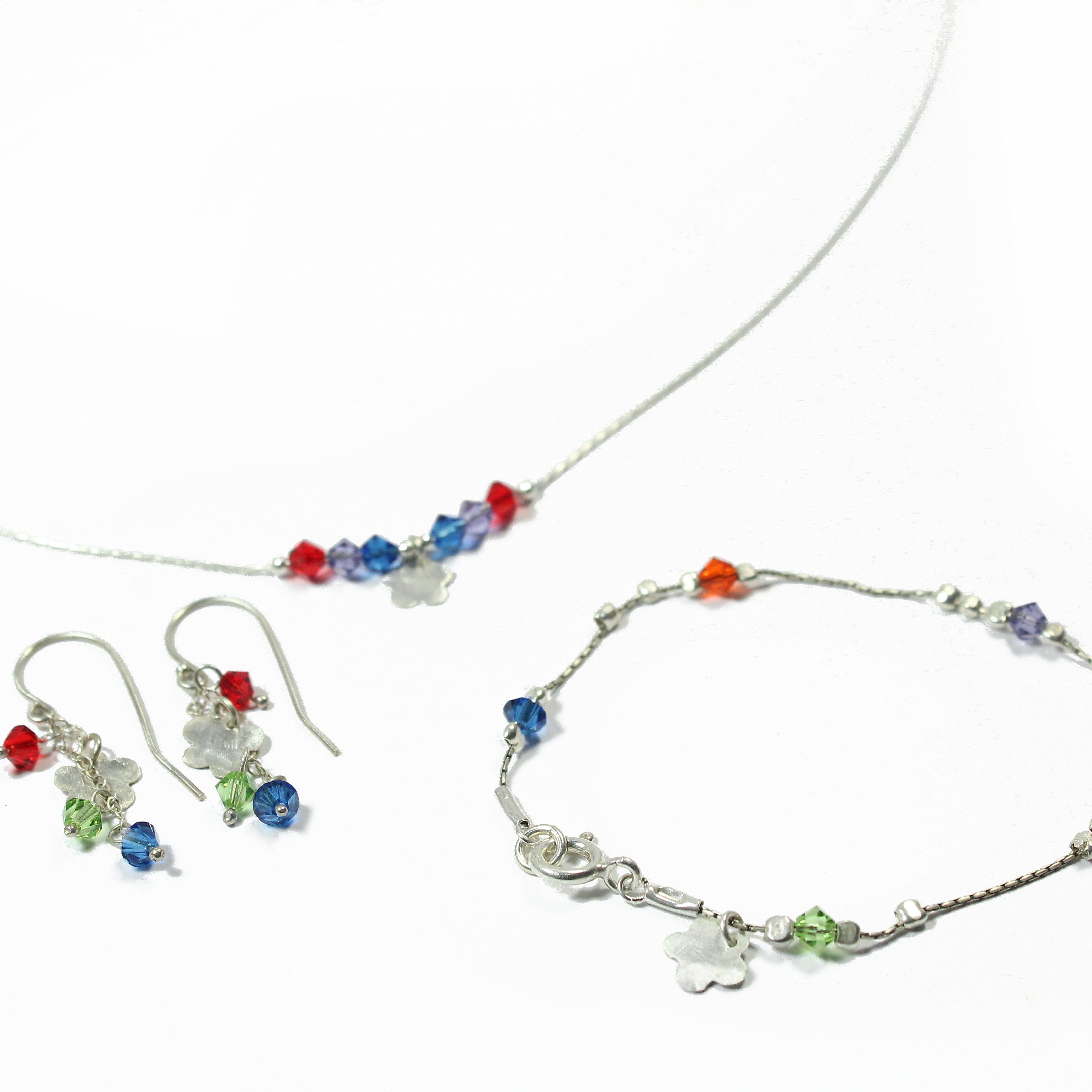Swarovski and Silver Flower Jewelry Set - Shulamit Kanter