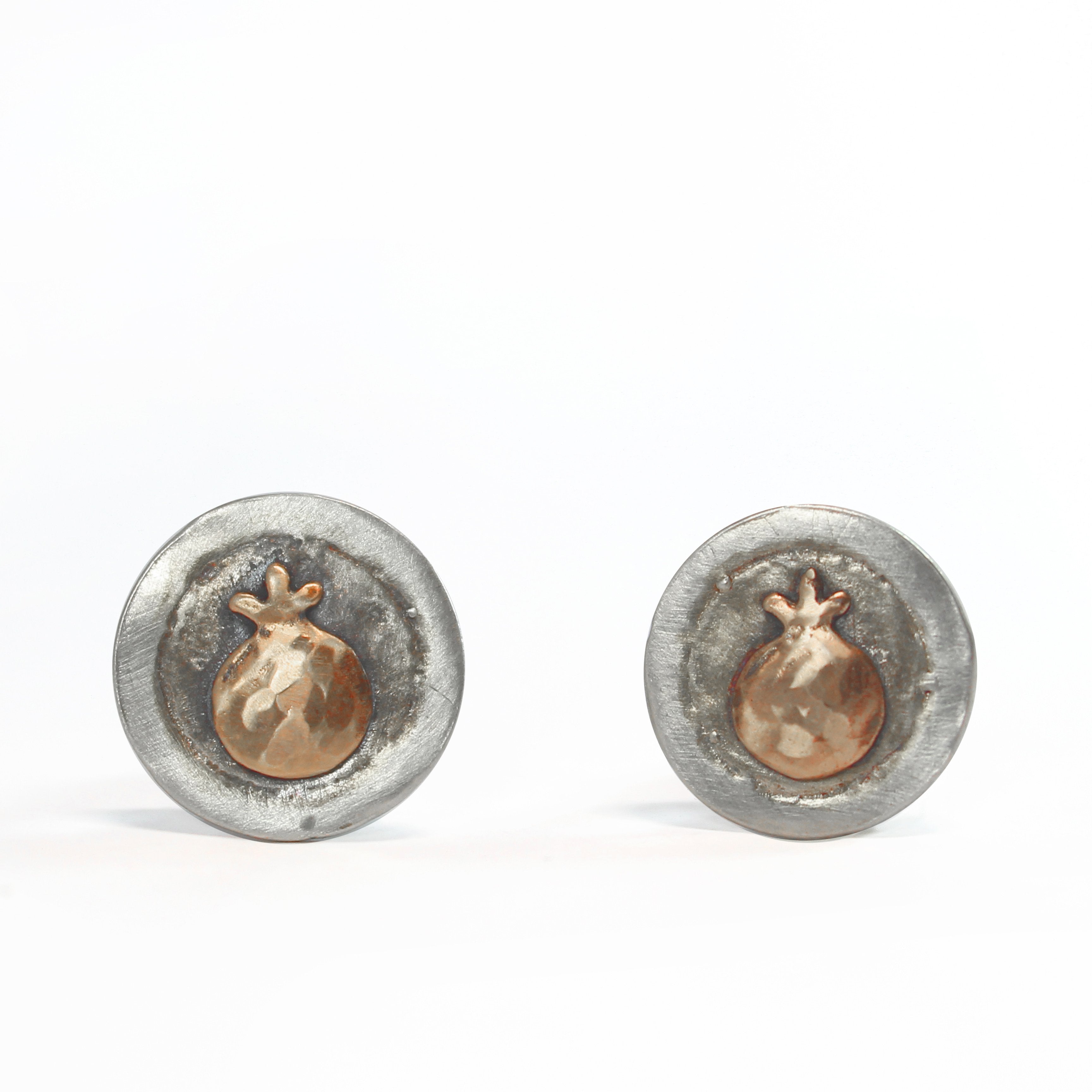 Silver & Red Gold Pomegranate Cufflinks - Shulamit Kanter Official Store
