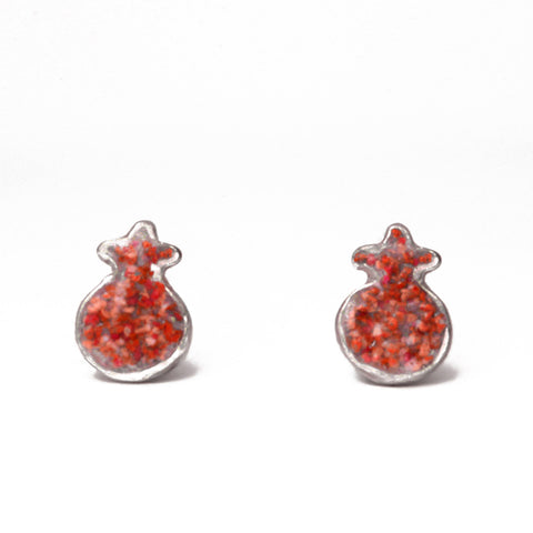 Red Pomegranate Silver & Stones Earrings