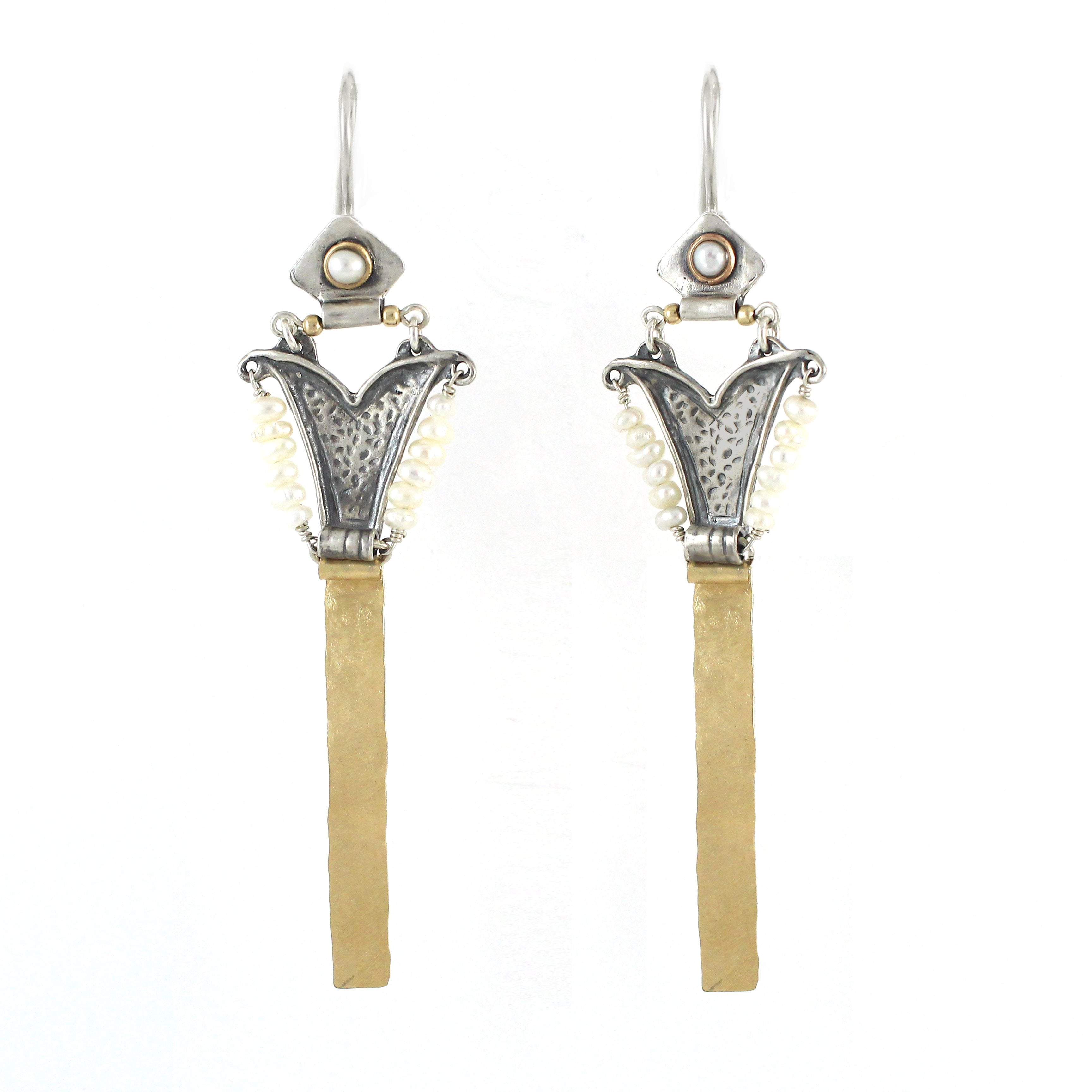 Silver & Gold filled & Pearl Earrings - Shulamit Kanter