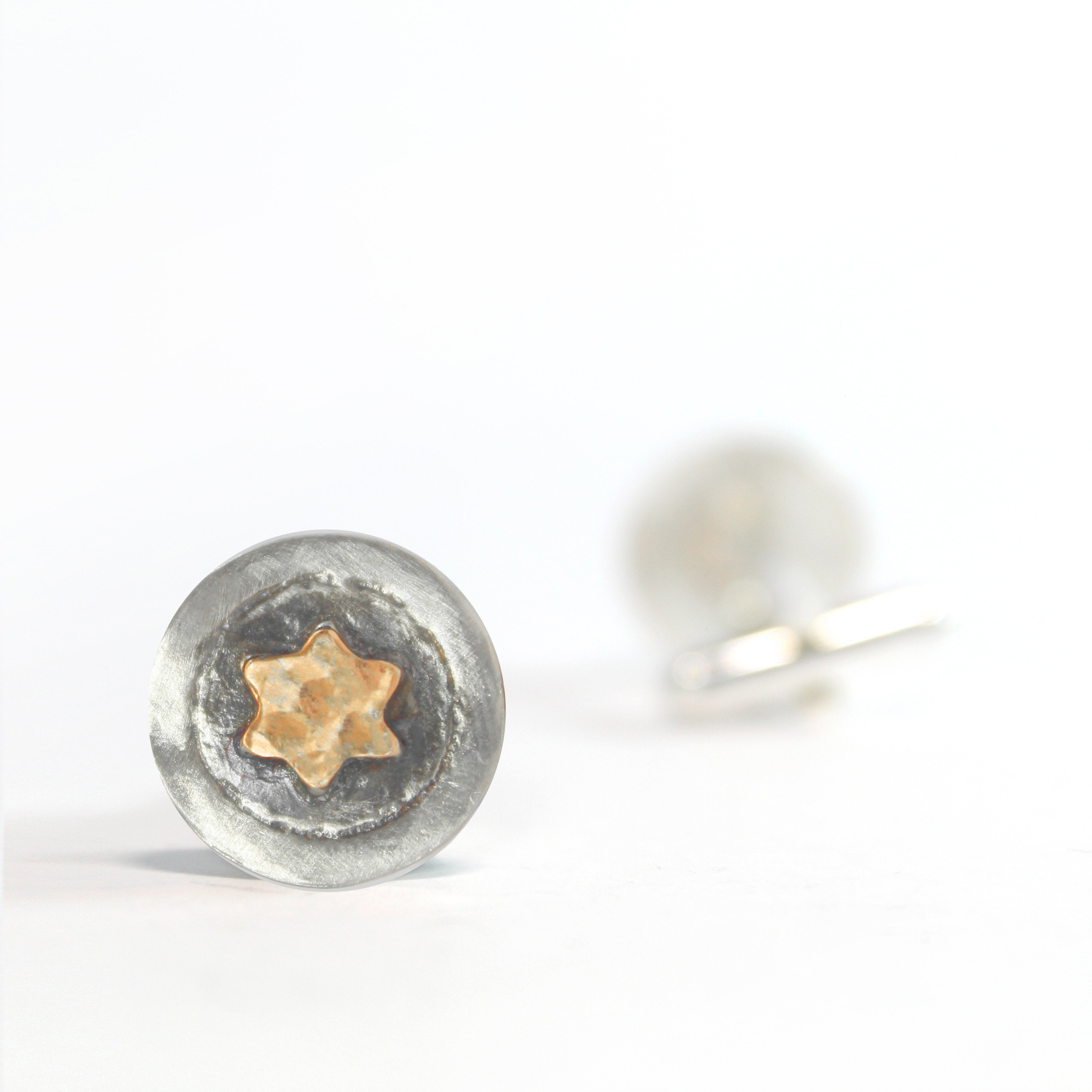 Silver & Red Gold Star of David Cufflinks - Shulamit Kanter Official Store