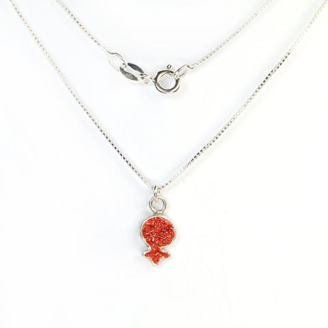 Small Red Pomegranate Necklace with stones