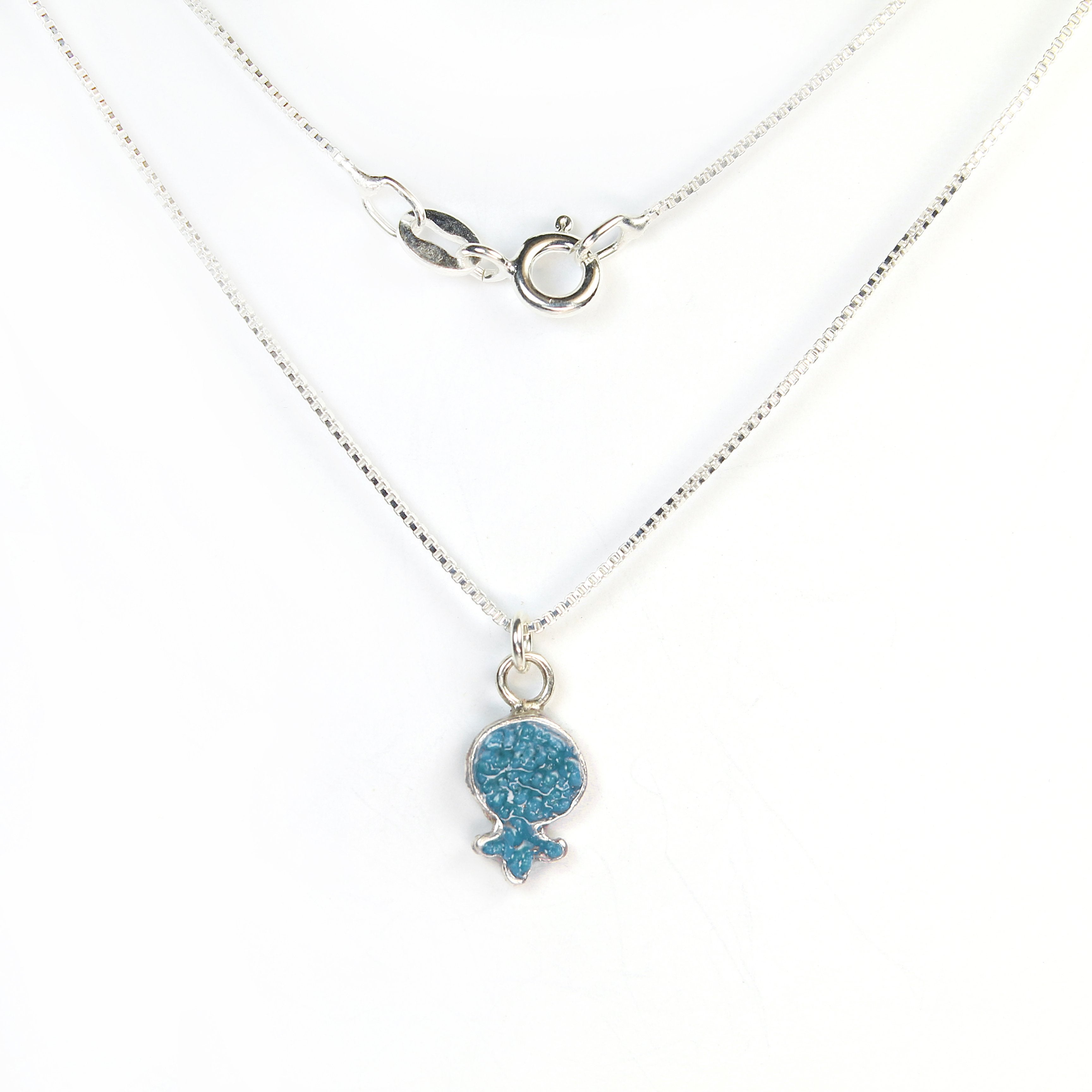 Small Turquoise Pomegranate Necklace with stones - Shulamit Kanter