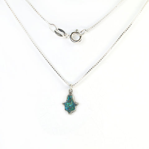 Small Turquoise Hamsa Necklace with stones